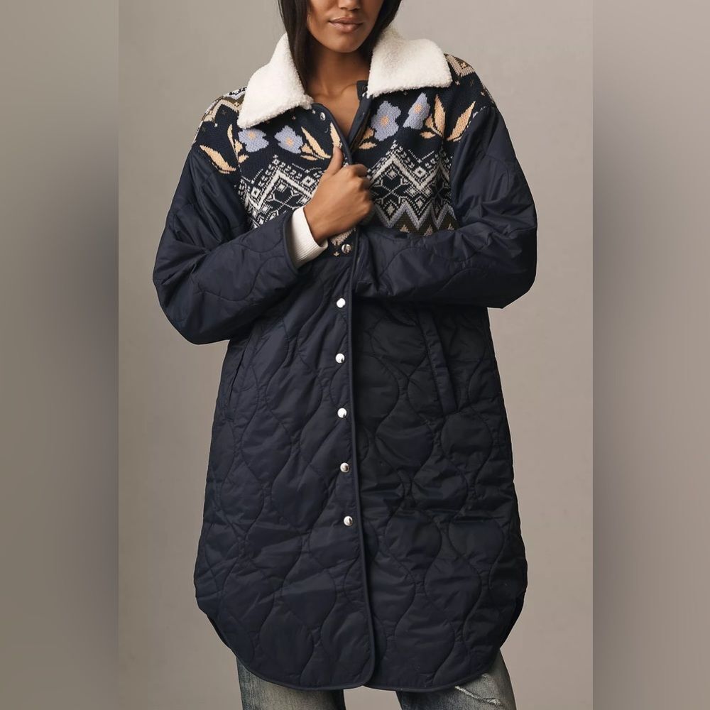New By Anthropologie Fairisle Mix Liner Jacket Size M